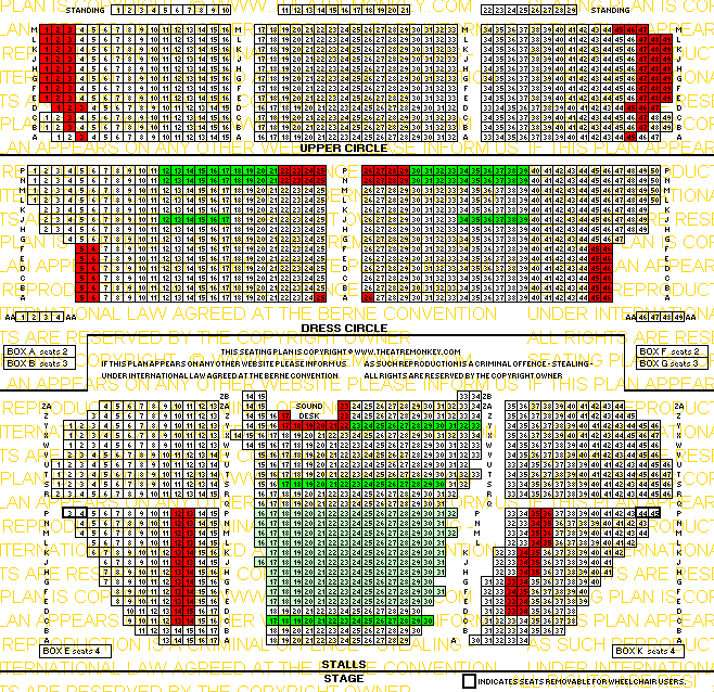 Lyceum Theatre pattern A value seating plan