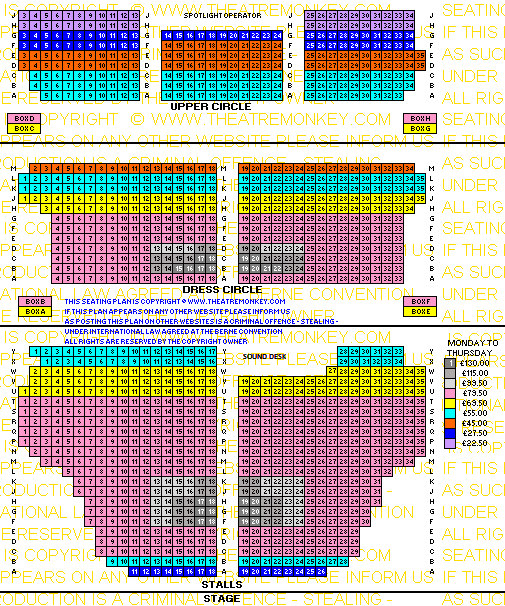 Shaftesbury Theatre Prices seating plan